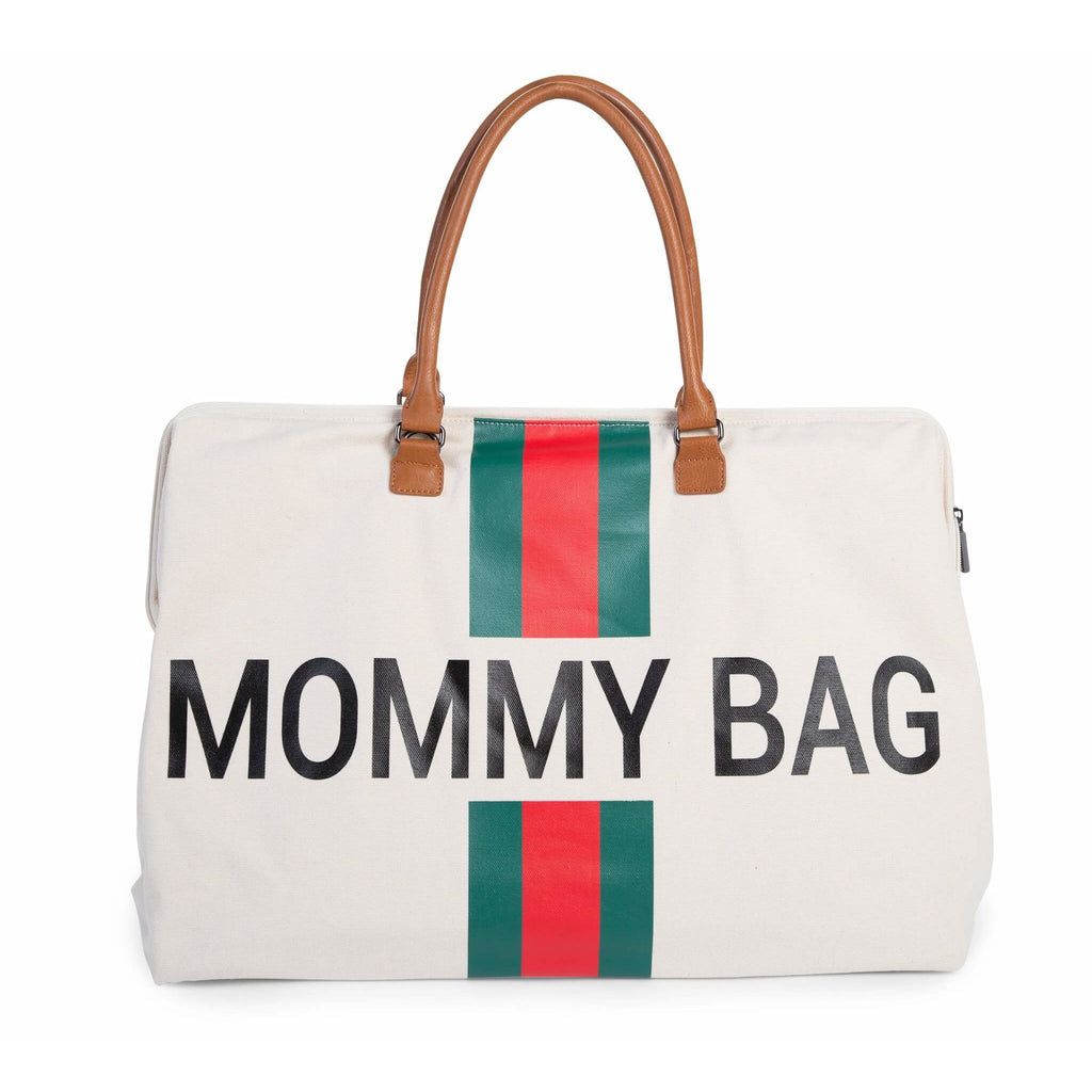 Mommy Bag Stripes Diaper Bag - Limited Edition Off White With Green/Red Stripe