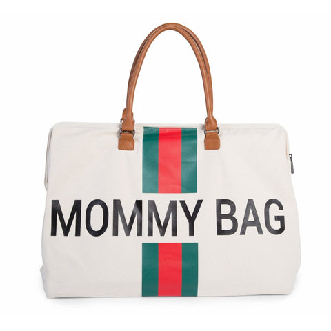 Mommy Bag Stripes Diaper Bag - Limited Edition Off White With Green/Red Stripe