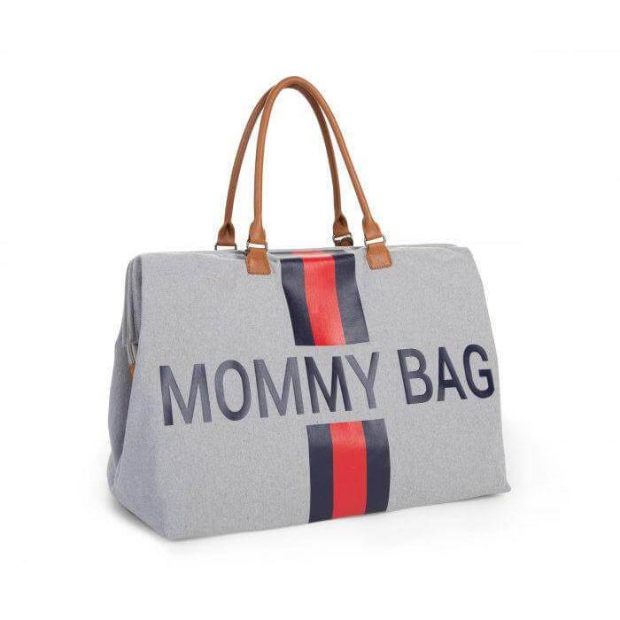 Mommy Bag Stripes Diaper Bag - Limited Edition Grey With Red/Blue Stripe