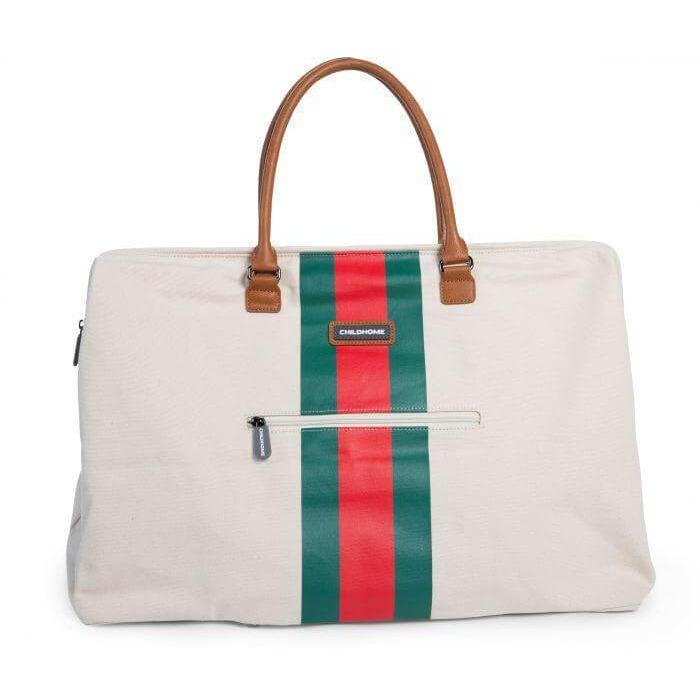 Mommy Bag Stripes Diaper Bag - Limited Edition Off White With Green/Red Stripe