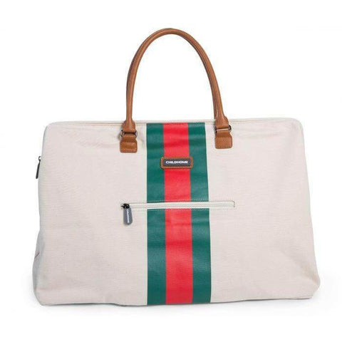 Mommy Bag Stripes Diaper Bag - Limited Edition Off White With Green/Red Stripe