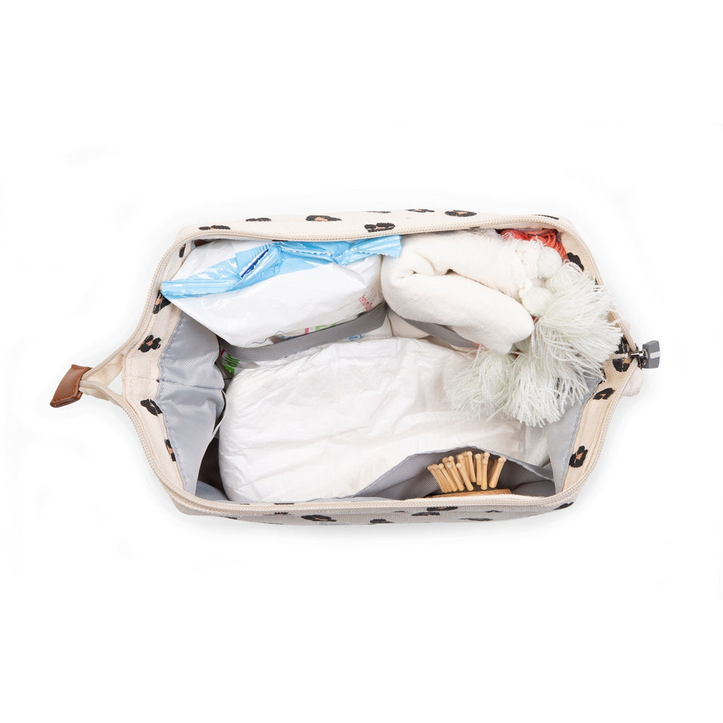 ChildHome Baby Necessities Toiletry Bag - Canvas Leopard