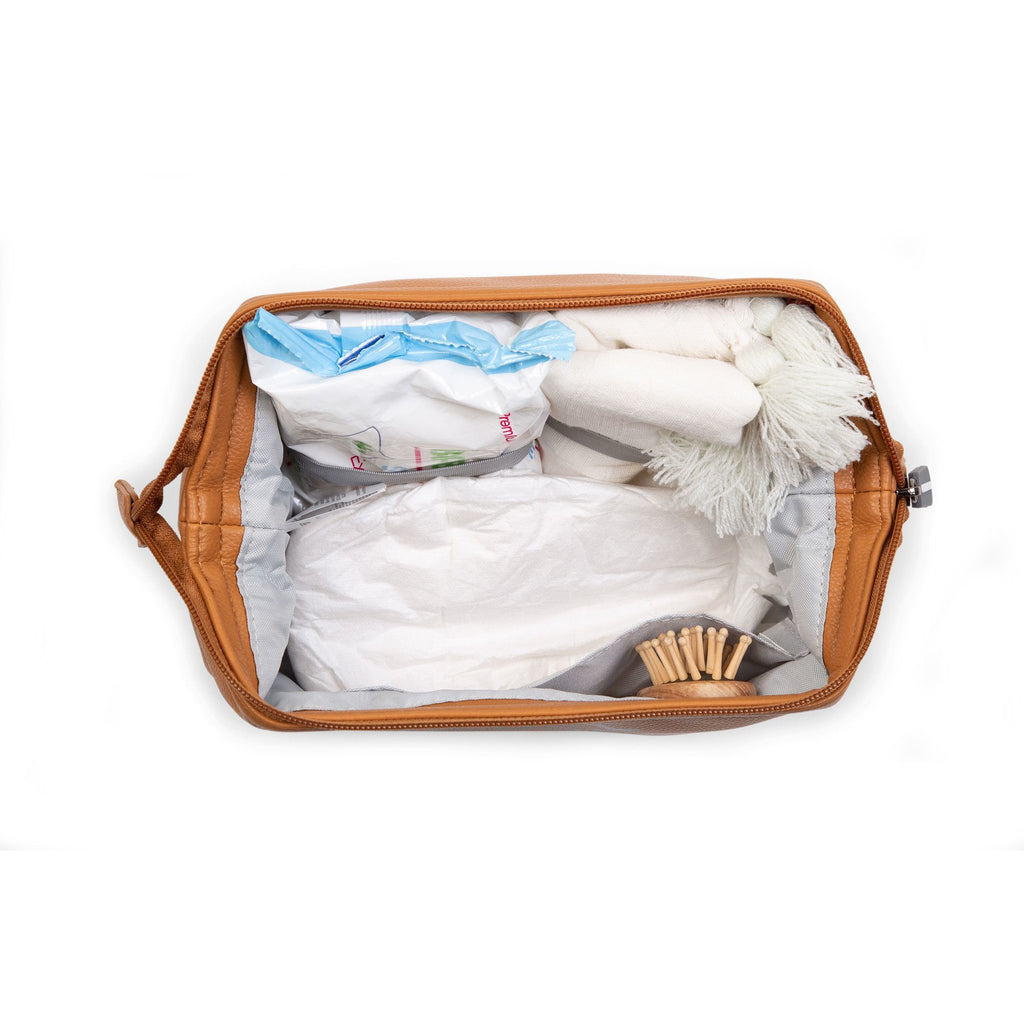 ChildHome Baby Necessities Toiletry Bag - Leatherlook Brown