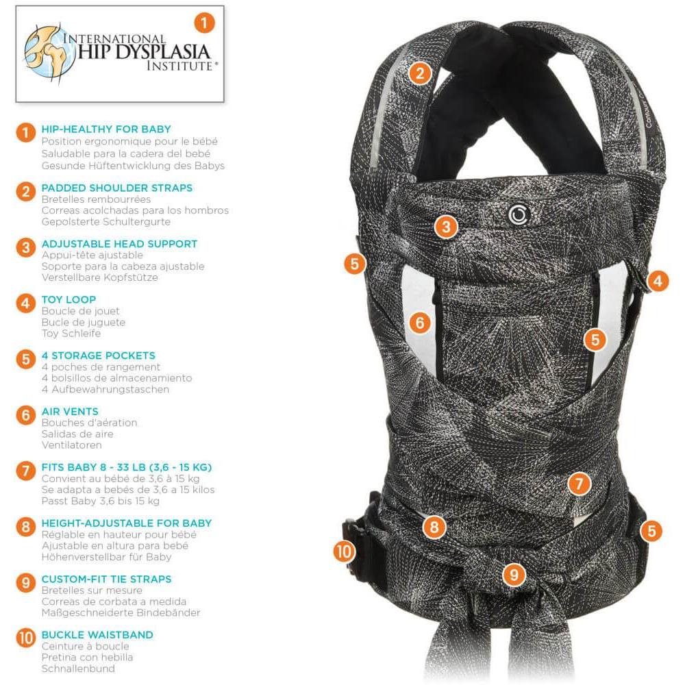 Contours Cocoon Hybrid Buckle Tie 5-in-1 Baby Carrier - Galaxy Black