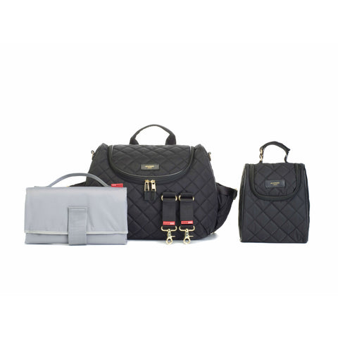 Storksak Poppy Luxe Convertible Backpack Diaper Bag - Quilted Black
